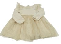 Smetanové žinylkovo/tylové šaty H&M