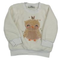 Smetanová chlupatá mikina se sovou C&A