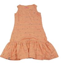 Lososové proužkované bavlněné šaty s motýlky Loap