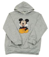 Šedá melírovaná mikina s Mickeym a kapucí