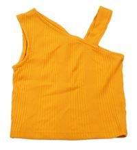 Oranžový žebrovaný asymetrický crop top Zara 