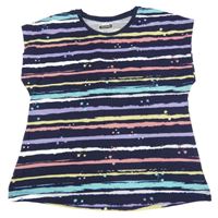 Fialovo-barevné pruhované tričko Pocopiano 