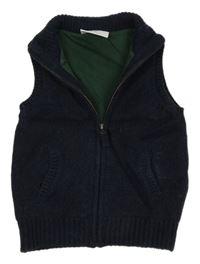 Tmavomodrá vlněná podšitá propínací vesta 