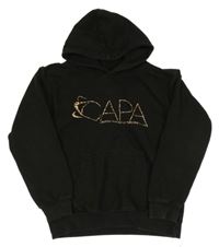 Černá mikina s nápisem a kapucí 