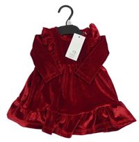 Nové - Červené sametové šaty s volánky F&F