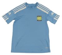 Světlemodré sportovní funkční tričko s pruhy Adidas 