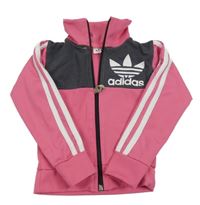 Růžovo-šedá propínací sportovní mikina s logem Adidas