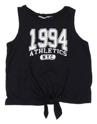 Černý crop top s nápisem H&M
