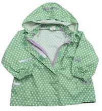Zelená šusťáková nepromokavá bunda s hvězdičkami a odepínací kapucí Papagino