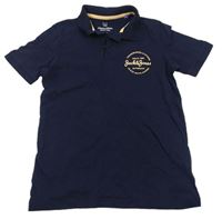 Tmavomodré polo tričko s logem JACK&JONES
