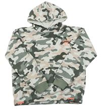 Army-šedokhaki oversize mikina s číslem a nápisy a kapucí Page One Young