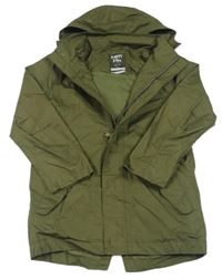 Khaki šusťáková podzimní parka s odepínací kapucí Tchibo
