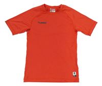 Červené funkční sportovní tričko s logem hummel