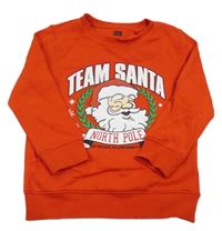 Červená vánoční mikina se Santou a nápisem F&F