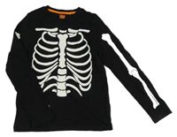 Černé triko s kostmi F&F