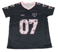 Černo-světlerůžový dres s číslem a mašlemi