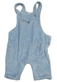 Světlemodré melírované sametové laclové tepláky se sloníky a kapsou Next