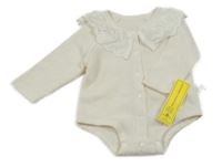 Nové - smetanové vzorované body s límečkem s madeirou SHEIN