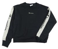 Černo-bílá crop mikina s logy Champion