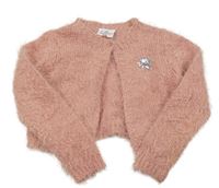 Růžové chlupaté propínací svetrové bolérko s hvězdičkou z flitrů Topolino