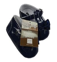 Nové - tmavomodré lakované koženkové polobotky s mašlí Baby vel. 20