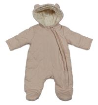 Pudrová prošívaná zateplená kombinéza s kapucí s oušky George