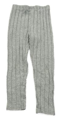 Šedé melírované žebrované úpletové legíny SHEIN