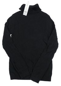 Nové - černý žebrovaný svetrový rolák George