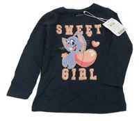 Nové - tmavomodré triko se zvířátkem a nápisy name it.