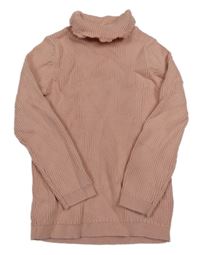 Pudrový žebrovaný svetrový rolák George