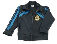 Černošedo-modrá propínací sportovní fotbalová mikina Real Madrid