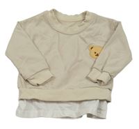 Světlebéžová mikina s medvídkem a všitým trikem