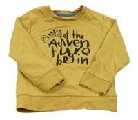 Okrová melírovaná mikina s nápisy a dinosaurem Mothercare