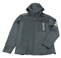 Tmavošedá thermo propínací mikina s nápisy a kapucí St. Bernard