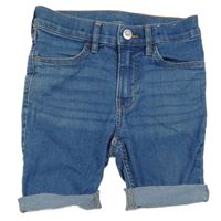 Modré skinny fit teplákové riflové kraťasy H&M