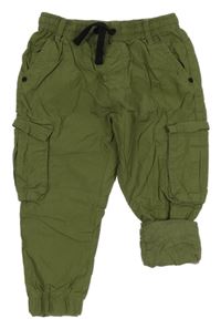 Khaki cargo cuff plátěné podšité kalhoty Next