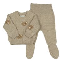 2Set - Béžový melírovaný svetr s medvídky + polodupky PRIMARK