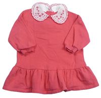 Růžové oversize teplákové šaty s límečkem s kytičkami Next