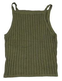Khaki žebrovaný pletený crop top H&M
