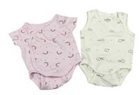 2x body - světlerůžové zavinovací s duhami + bílé se slony