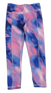 Modro-růžové batikované sportovní legíny M&S