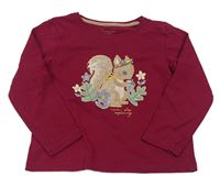 Vínové triko s veverkou Primark
