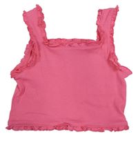 Tmavorůžový žebrovaný crop top s kanýry Matalan