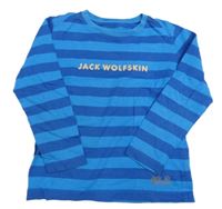 Modré pruhované triko s nápisem Jack Wolfskin