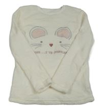 Smetanová chlupatá pyžamová mikina s myškou F&F