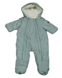 Zelená puntíkatá šusťáková zimní kombinéza s kapucí Topomini