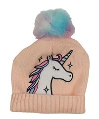 Růžová čepice s jednorožcem a bambulí Pep&Co