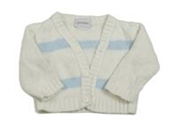 Bílo-světlemodrý propínací svetr s pruhy Dandelion