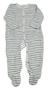 Bílo-tmavomodrý pruhovaný overal s nápisem Inextenso