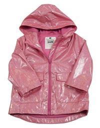 Tmavorůžová třpytivá nepromokavá lehce zateplená bunda s kapucí F&F